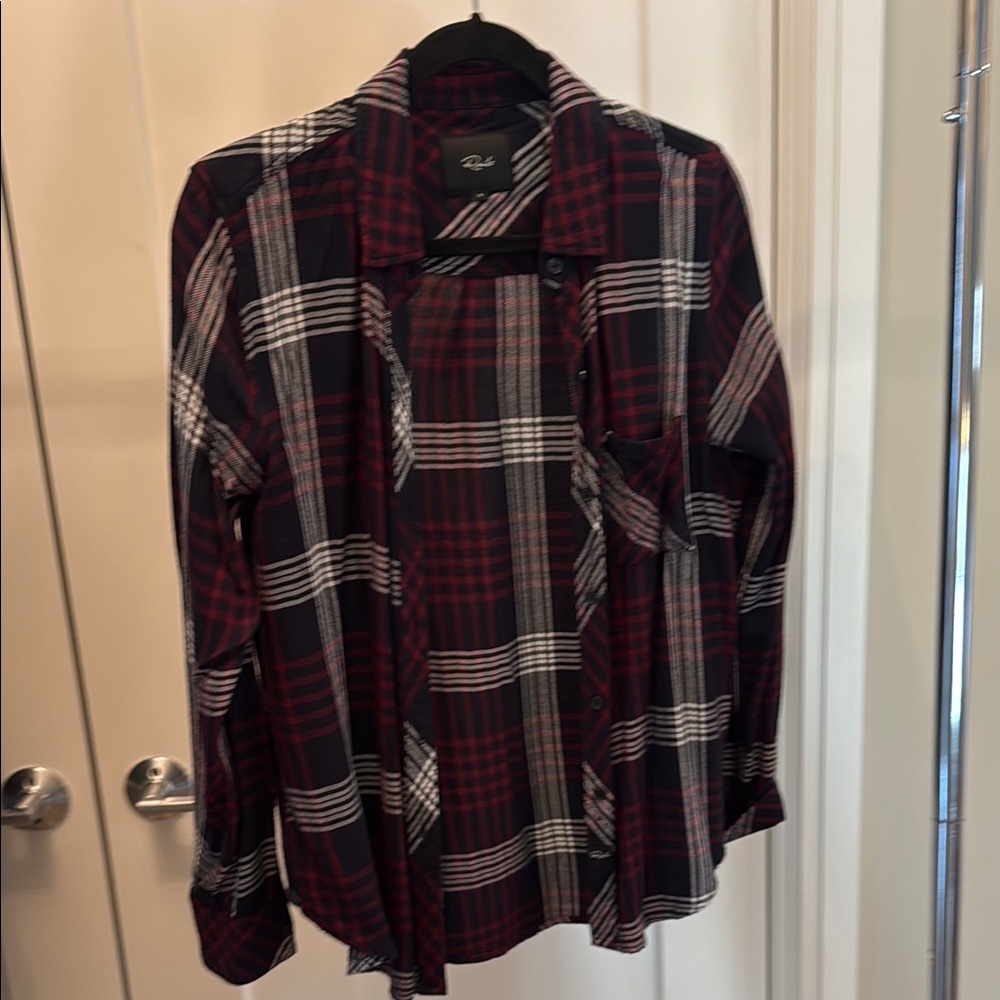 Plaid Button-Up Shirt - Red and Black